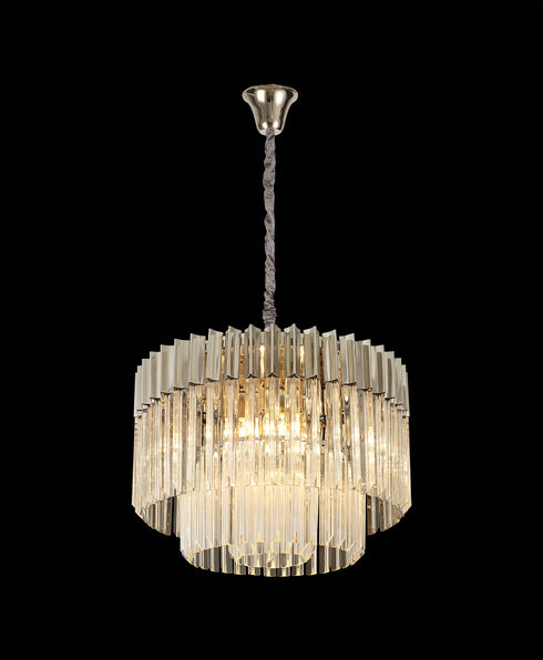 Kuna Brass/Clear Pendant Round 8 Light 60cm
